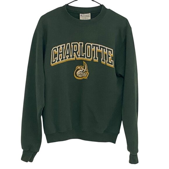 Vintage Champion Sweatshirt Charlotte 49ers Adult Size S Green Crewneck - Picture 1 of 6